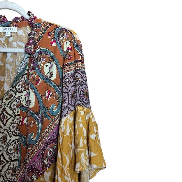 UMGEE Tunic Dress Womens Small Multicolor Floral Boho Flutter Sleeves Gauze - Picture 3 of 8